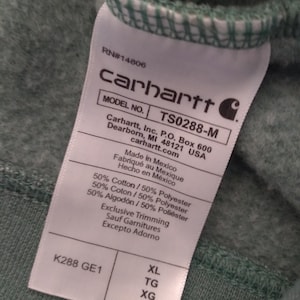 Sudadera con capucha Carhartt XL de corte holgado, color verde, mezcla de algodón y polar, con logotipo imagen 3
