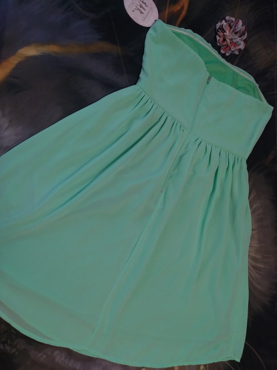 Ya Los Angeles Dress Strapless Silk Crochet Detail Pistachio Green Chiffon Boutique Dress New with Tag Ya Los Angeles Dress Strapless Silk Crochet Detail Pistachio Green Chiffon Boutique Dress New with Tag