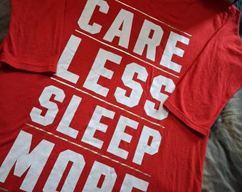 Victoria's Secret PINK Sleepshirt Small Red Care Less Sleep More VS PINK