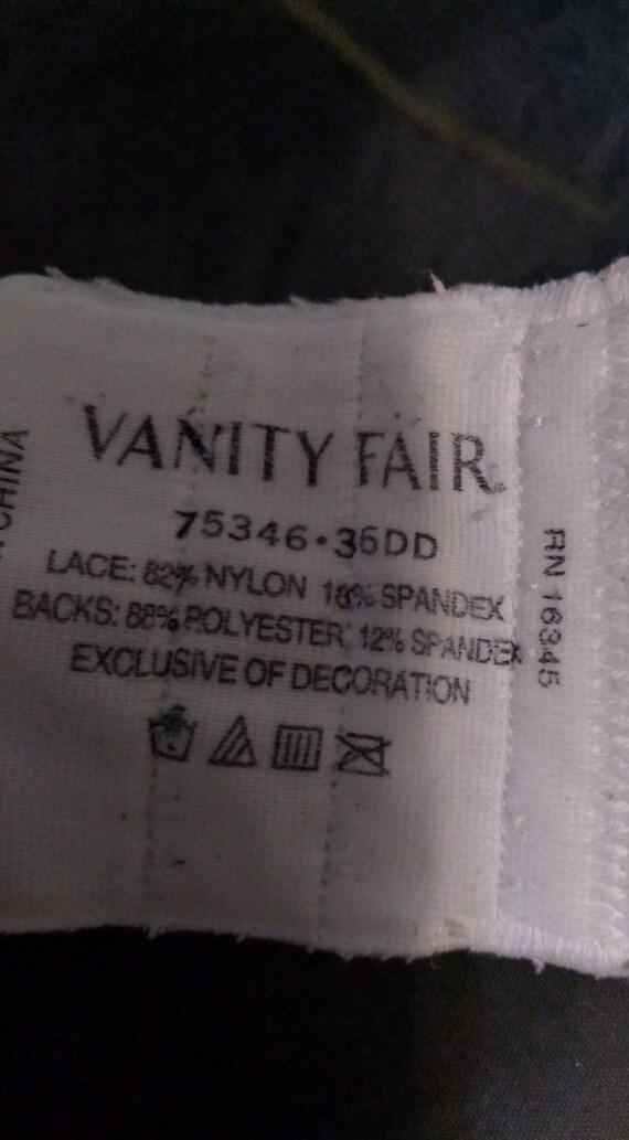 36DD Vanity Fair Bra White Nylon Lace Cups Full Coverage Beauty