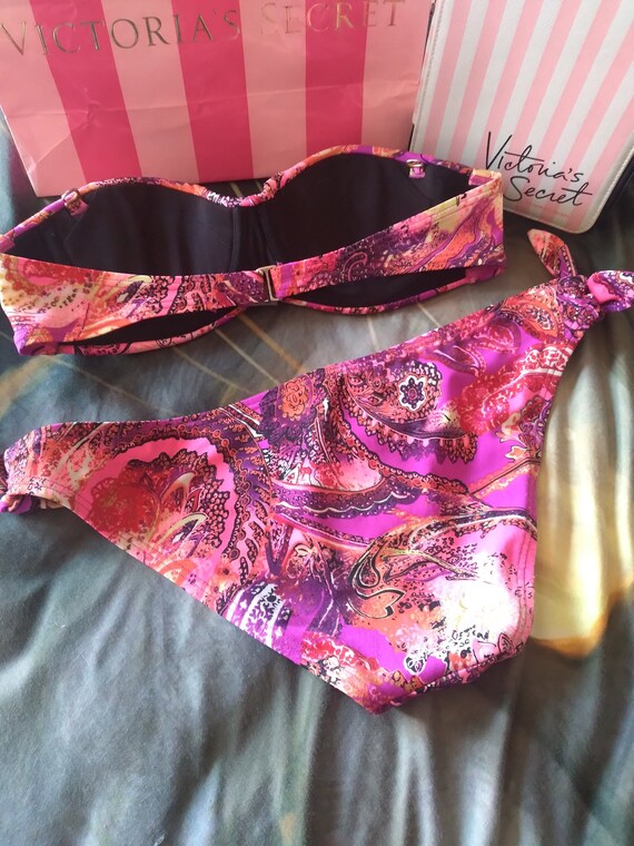 Bikini Victoria's Secret - Haut Bandeau 32B & Bas Taille Haute S - Noir, Neuf Avec étiquettes