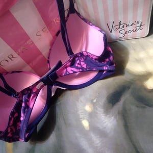 34C Victoria's Secret PINK Push Up Bra Pink Purple VS PINK Bra bild 6