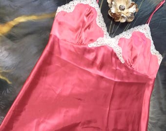 Vintage Secret Treasures Nightgown xl Silky Satin Lace Sequins Pearls Vintage 90s Lingerie