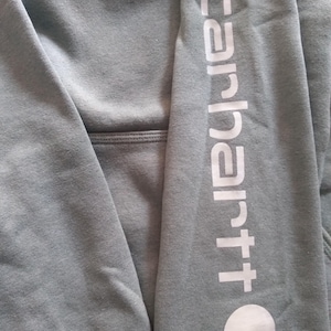 Sudadera con capucha Carhartt XL de corte holgado, color verde, mezcla de algodón y polar, con logotipo imagen 6