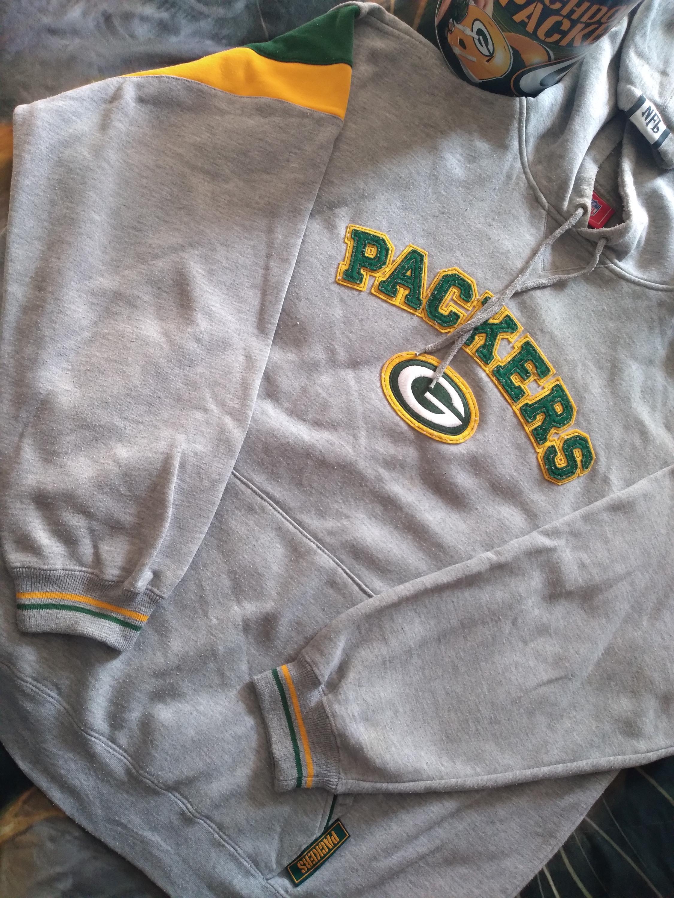 Green Bay Packers Hoodie 3xl/4xl Gray Pullover Fleece Sweatshirt
