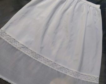 Vintage Dutchmaid Half Slip 34S White Poly Nylon Lace Vintage Lingerie
