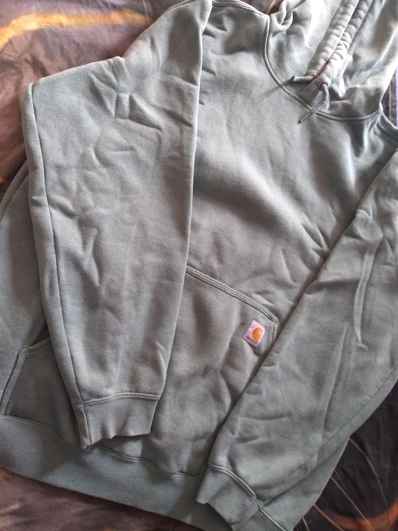 Sudadera con capucha Carhartt XL de corte holgado, color verde, mezcla de algodón y polar, con logotipo imagen 1