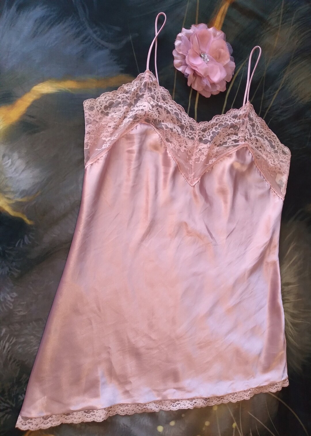 Vintage Body Chic Liquid Satin Lace Short Nightie - Etsy