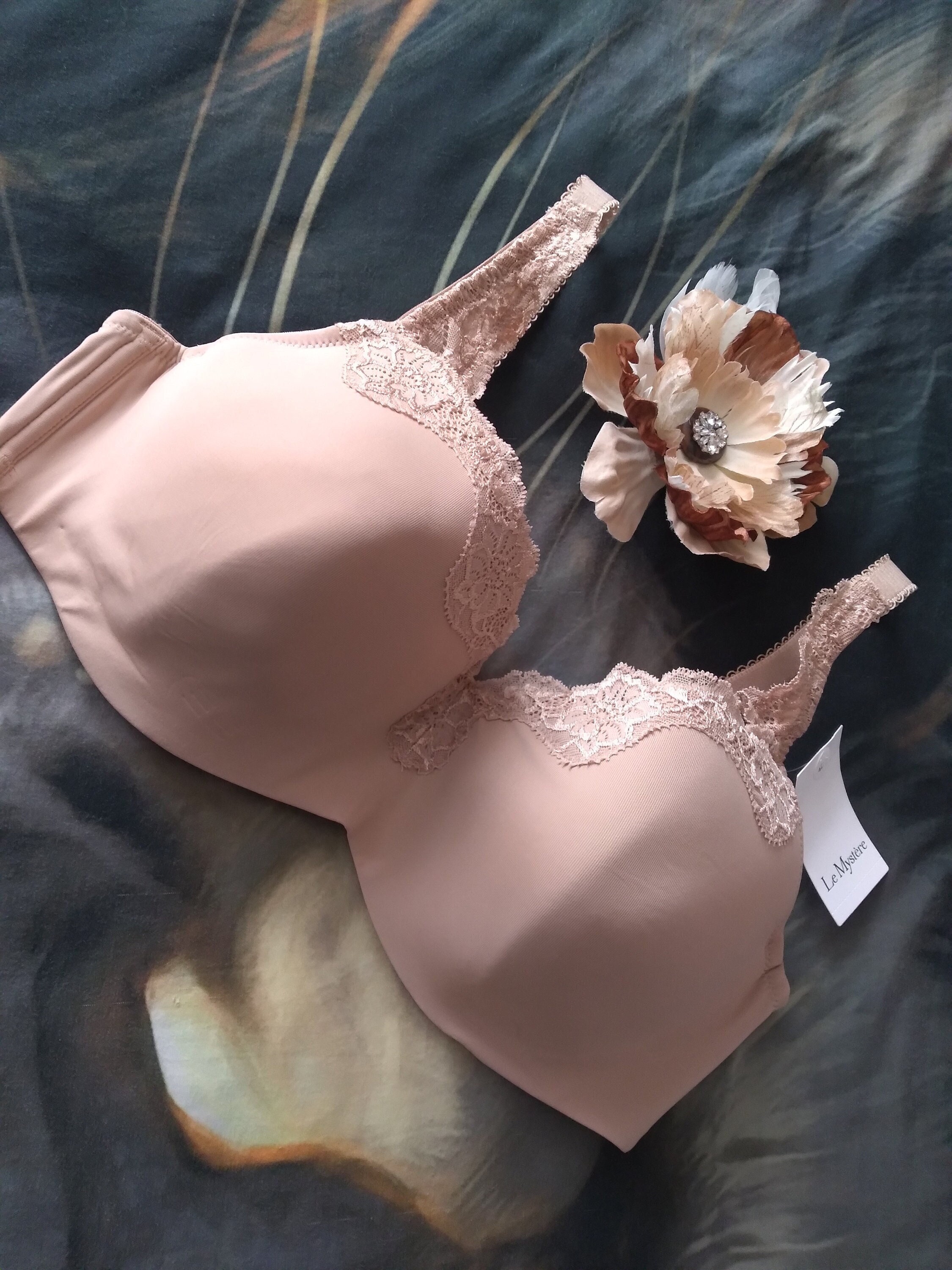 Vintage Sears Timeless Comfort Strap Bra White Floral Natural Cup