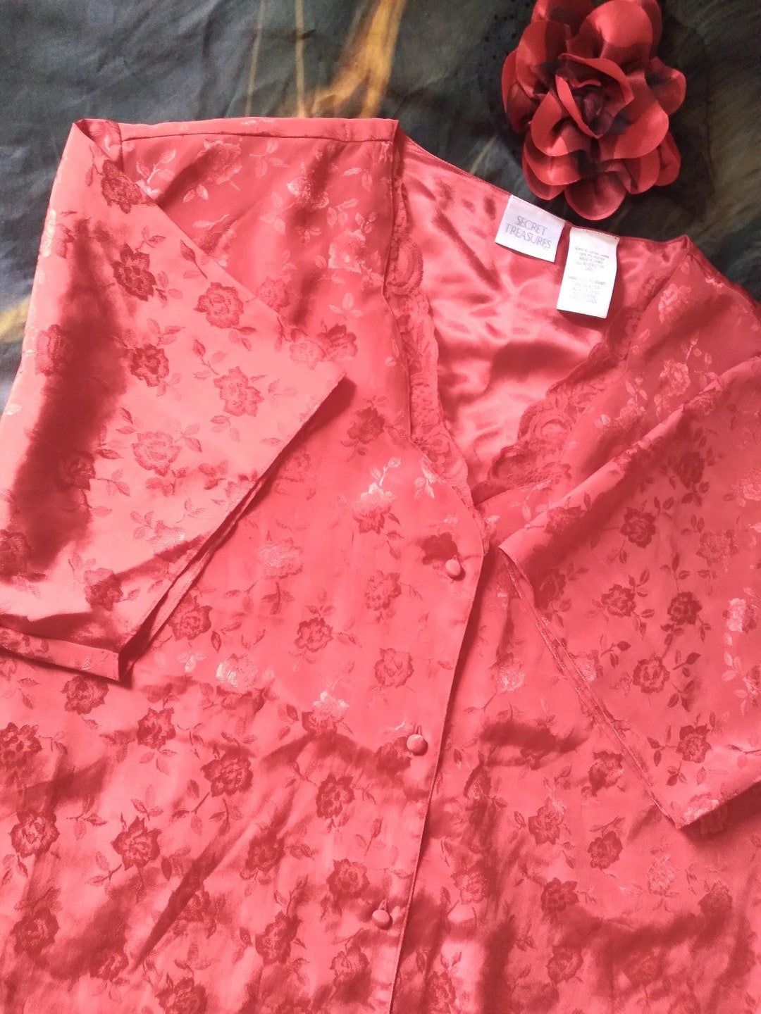 Floral Satin Nightgown Shirt by Secret Treasures