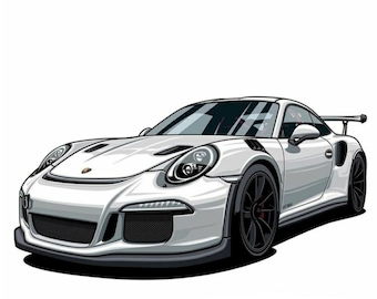 車の絵　ポルシェ ポルシェ911 GT3 RSの車のイラスト - Etsy 日本