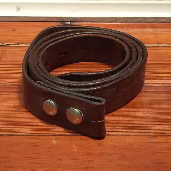 Vintage Tony Lama Men's Brown Leather Belt Size 42, with Brass Buckle Snaps, circa 1960s