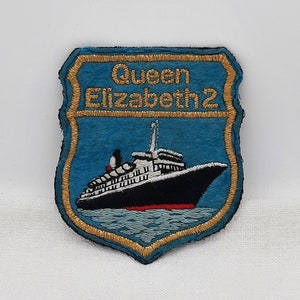 Vintage &#39;Queen Elizabeth 2&#39; Wool Travel Patch, circa 1960s