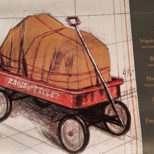 Vintage 2000 Christo and Jeanne-Claude Lithograph &quot;Package on Radio Flyer Wagon (Project)&quot;, The Würth Museum Collection