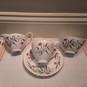 Vintage Royal Standard Fancy Free Four Piece Fine Bone China Set, Floral Design, circa 1950&#39;s