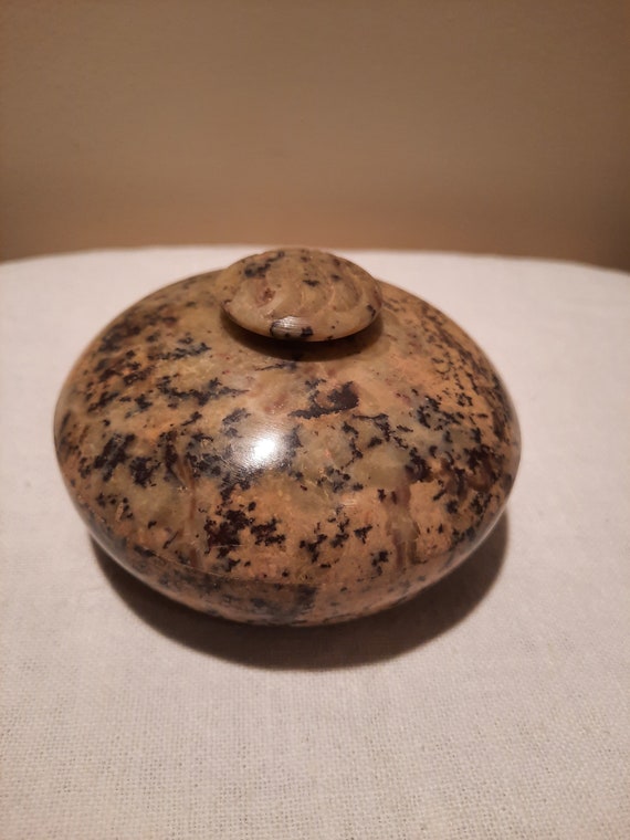 Vintage Soap Stone Box, Incense Holder with Krishna Musk Candle, circa 1980's