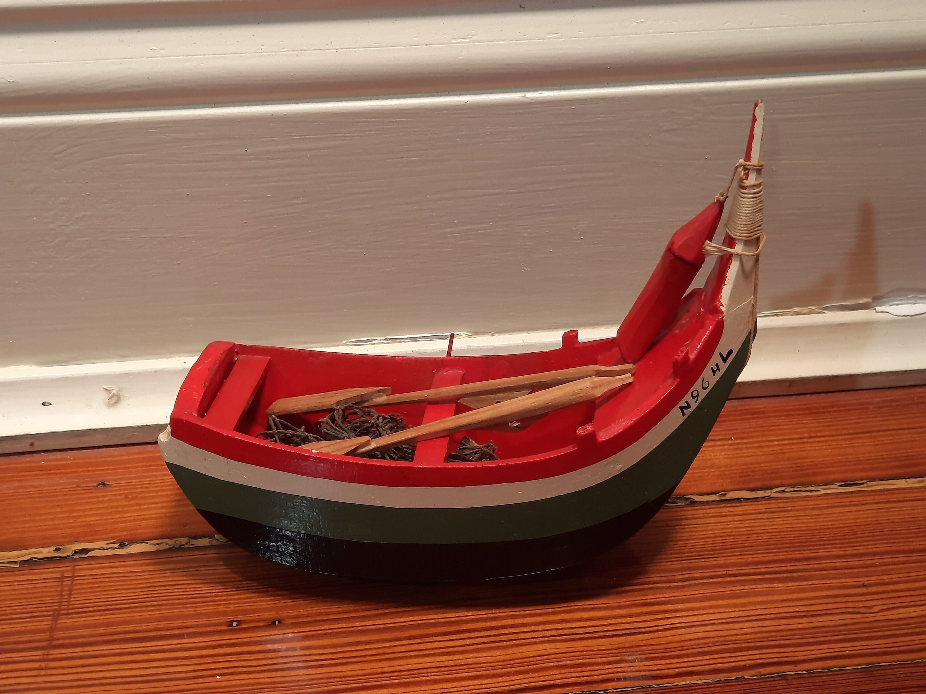 Vintage Handcrafted Wood Traditional Portuguese Fishing Boat