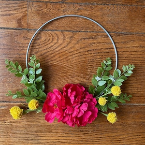 Pink Peony, Green Fern Floral Wreath | Spring and Summer