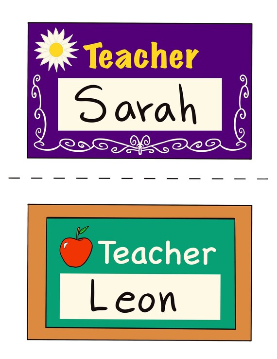 Teacher Name Tags Customizable Precolored or Etsy