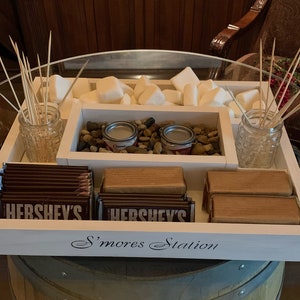 S’mores Station Bar, Large S&#39;mores Tray, Wedding S&#39;mores Station, Glamping Supplies, Outdoor or Indoor S&#39;mores, Personalized S&#39;mores Tray
