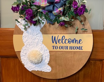 Türhänger, Türhänger, Türhänger Ostern, Willkommenskranz, Frühlingsdeko, Osterdeko, Ostergeschenk, Willkommen in unserem Hausschild