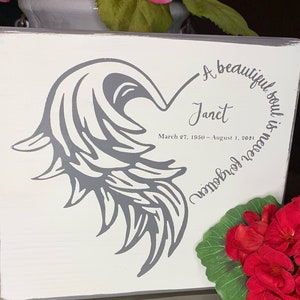 Trauerfall Geschenk, Erinnerungsgeschenk, personalisiertes Erinnerungsgeschenk, Mitgefühl Geschenk, Erinnerungsgeschenk, Engelsflügel Erinnerungsgeschenk, in liebevoller Erinnerung