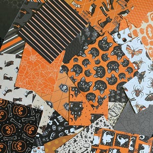 Halloween Scrapbook Paper 40 Piece Scrap Lot for Junk Journal, Card Making, Scrapbooking, Collage, Mixed Media