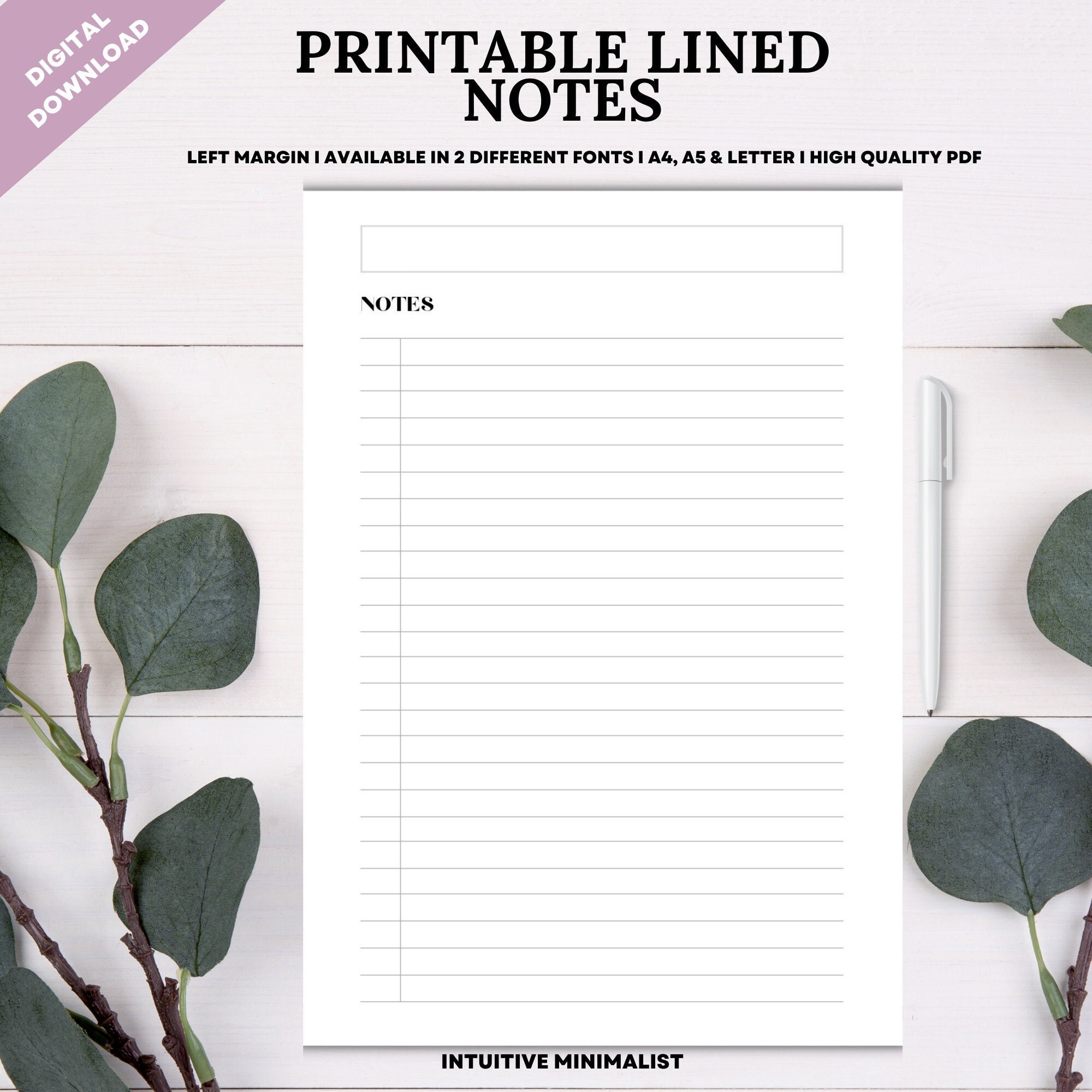 printable notes pages lined notes pages lined paper etsy