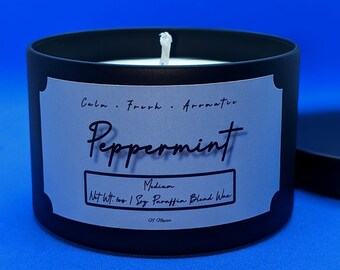 Peppermint Candle | Fresh Scented | Spa Aromatherapy | Artisan Candle | Handmade Relaxing Soy Blend Candle