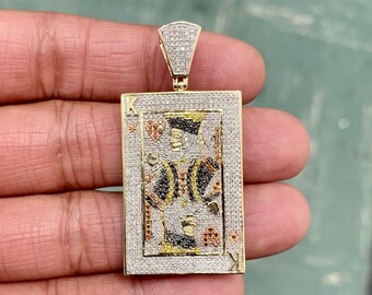14K Yellow Gold-plated 925 Silver Playing Cards Jewels Obsession Playing Cards King Of Hearts Pendant with 16 Necklace 14K Yellow Gold-plated 925 Silver Playing Cards Jewels Obsession Playing Cards King Of Hearts Pendant with 16 Necklace