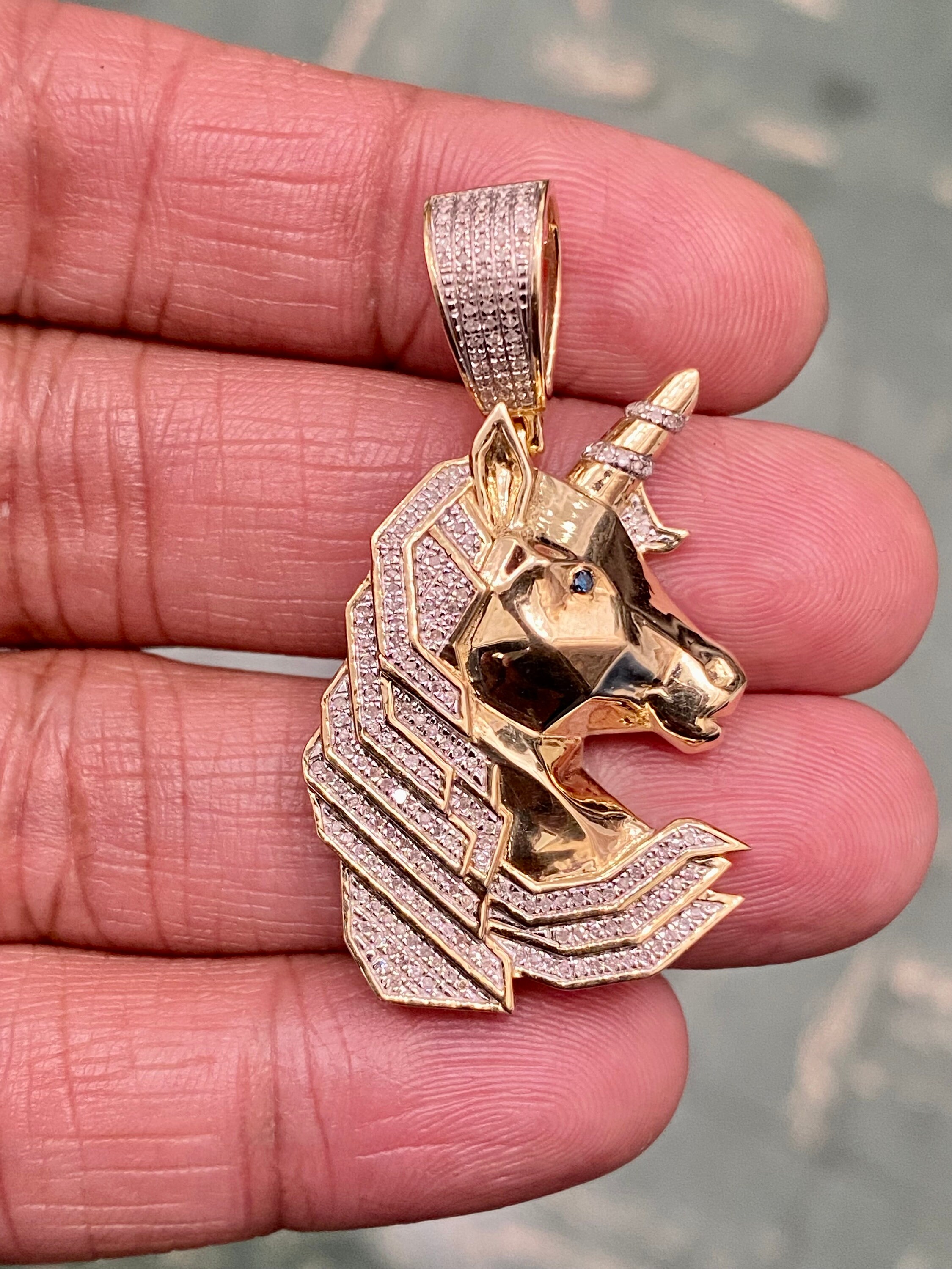 Diamond Unicorn 10k Yellow Gold Diamond Unicorn Diamond Pendant