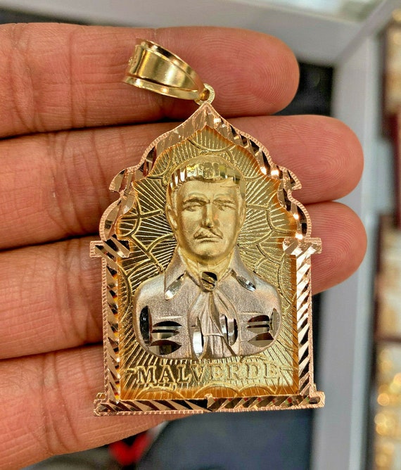 14k Trio Gold Jesus Malverde Narco 