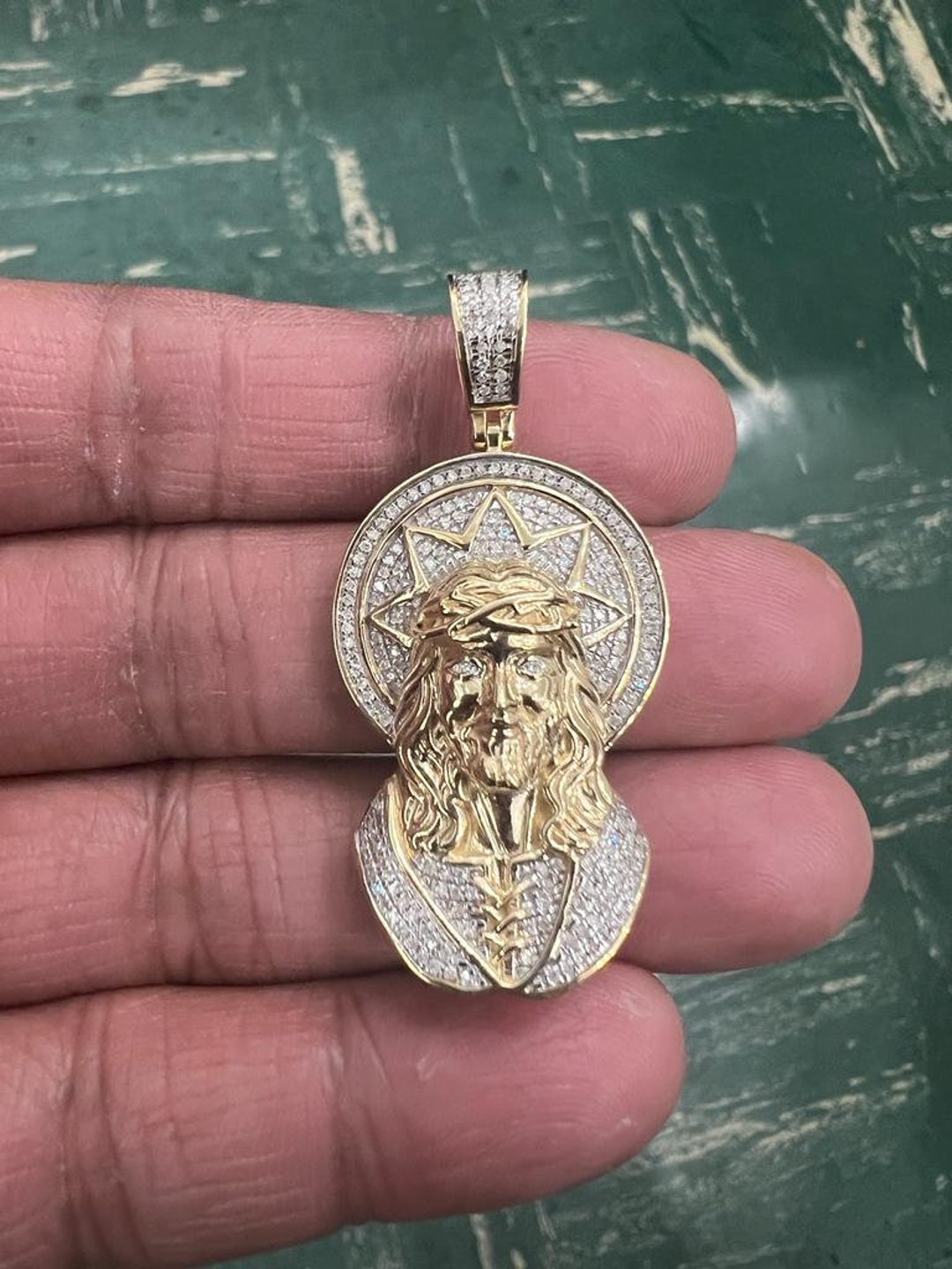 Jesus Head Face Pendant 10k Yellow Gold 0.47 CT Diamond Jesus Etsy