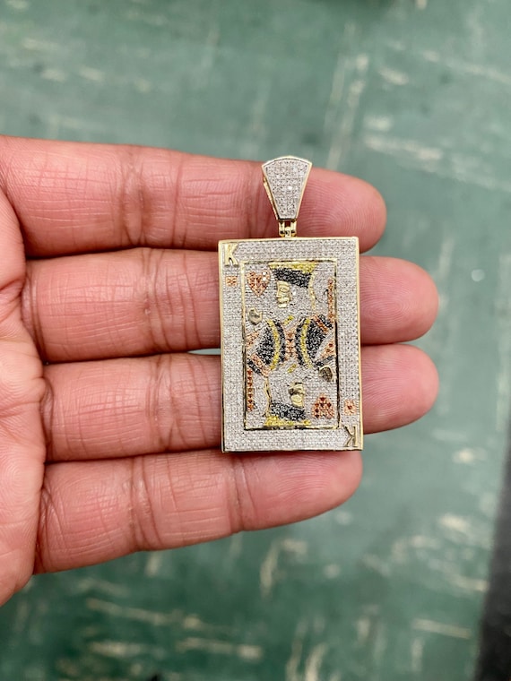 10k Yellow Gold Diamond King Card Poker 