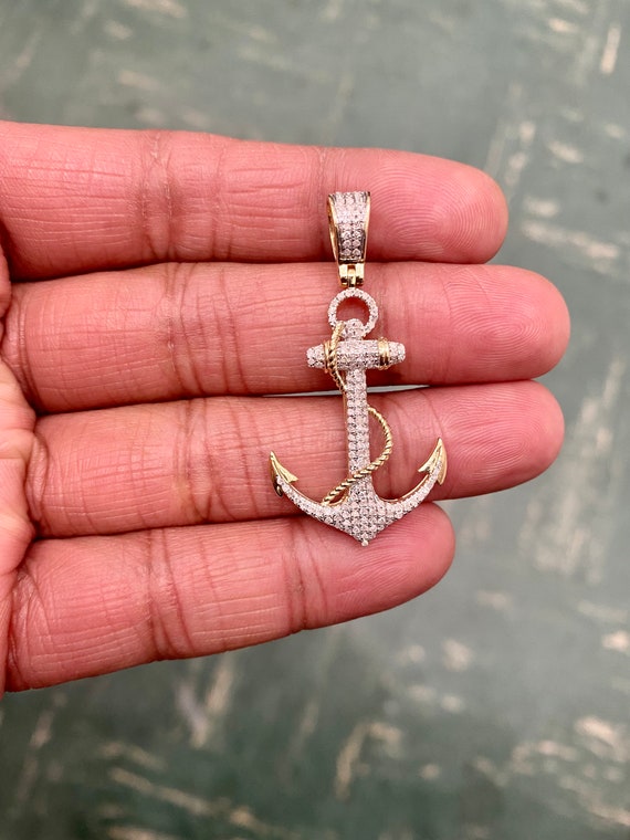 Diamond Anchor Pendant 10k Yellow Gold 