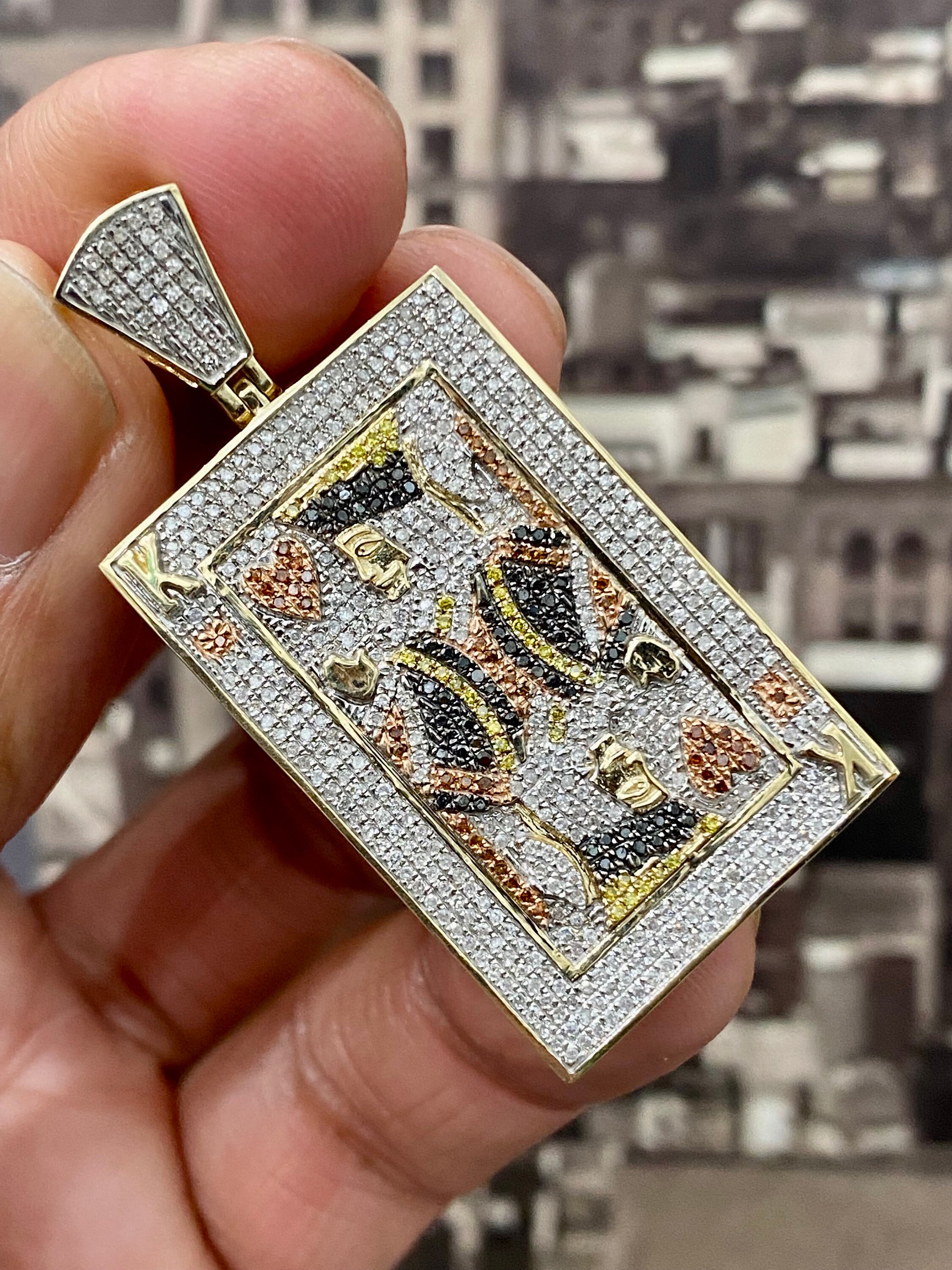 10k Yellow Gold Diamond King Card Poker 