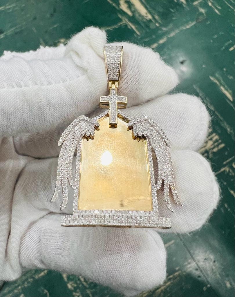 10k Gold Diamond Memory Pendant With 3.5ct Diamond Big Diamond