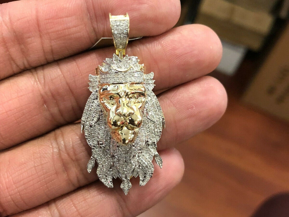 Gold diamond lion pendant clearance