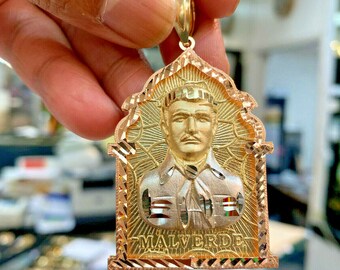 14k Trio Gold Jesus Malverde Narco 