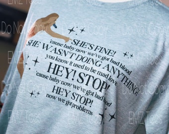 HEY HALT | Böses Blut | Taylor Swift | Inspiriert | Epochen T0ur | 1989 | T-shirt | Taylor’s Version | Ihr geht es gut | Trending | Beliebte Künstler |
