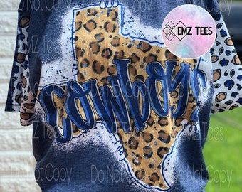 Dallas Cowboys inspiriert gebleichtes T-Shirt | Leopard Muster Fussballshirt