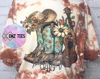 Wunderschön | Verrückt | Gebleichtes T-Shirt | Sommer Stil | Säuregewaschen | Countrymusik | Luke C0MBS inspiriert | Populärsong | Im Trend