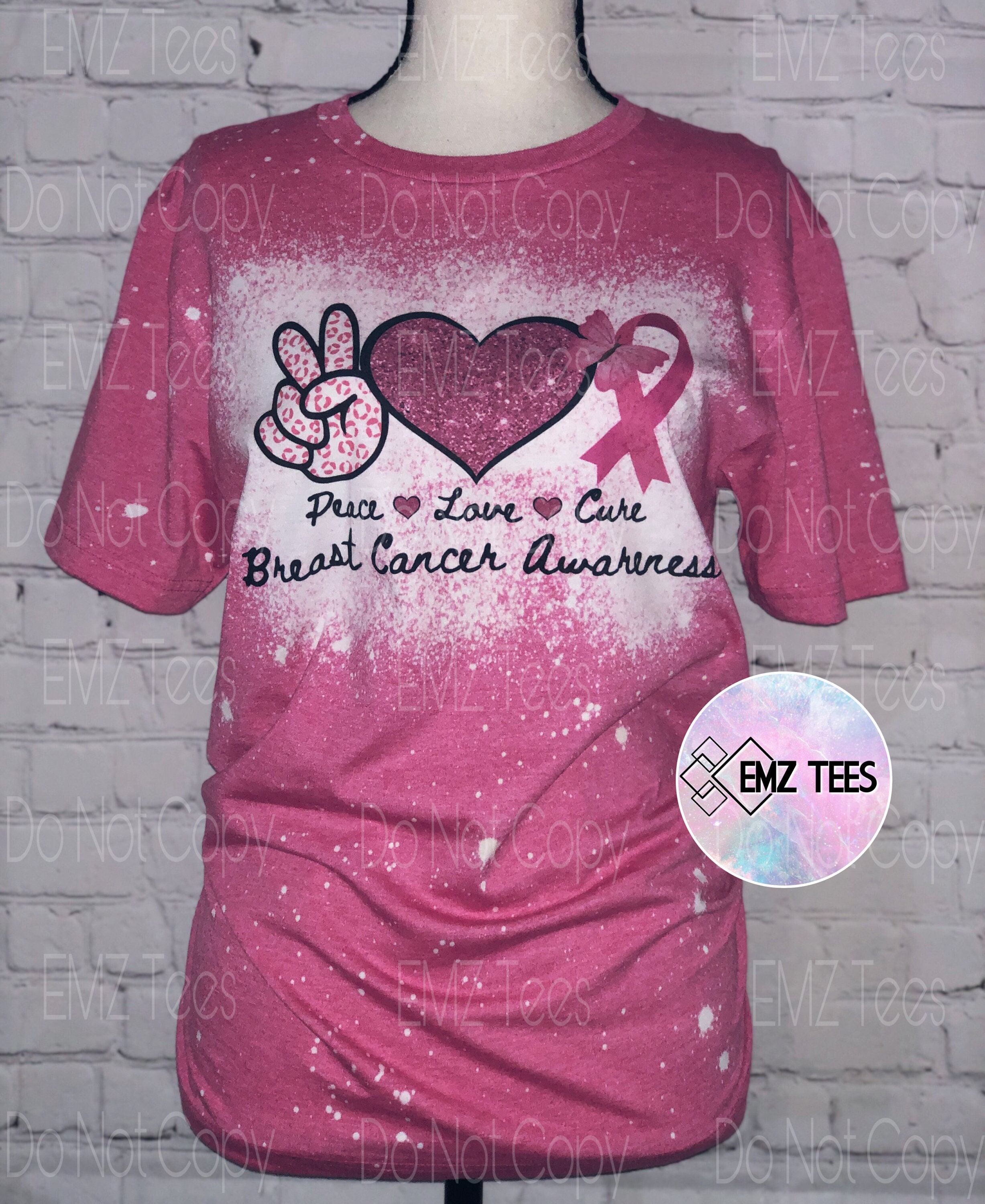 Peace Love Cure Breast Cancer Awareness Pink Ribbon
