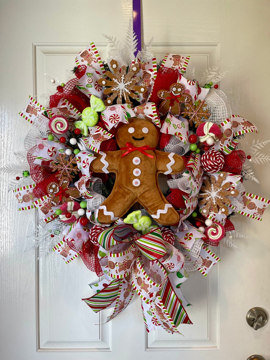 Gingerbread Man Christmas Wreath, Holiday Door Decor - Etsy