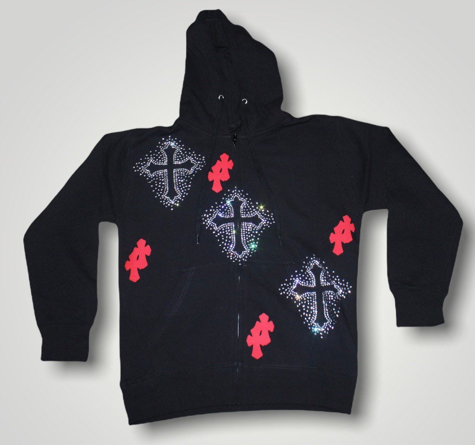 Rhinestone Hoodie Cross - Etsy