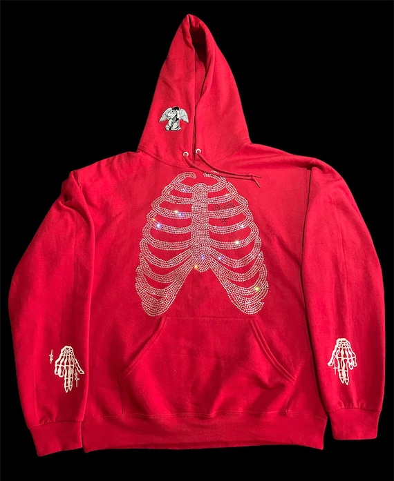 rhinestone logo rib-trimmed sweatshirt