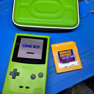 Backlit IPS kiwi Green Gameboy Color 1500 mah lithium Battery Nintendo GBC USB C