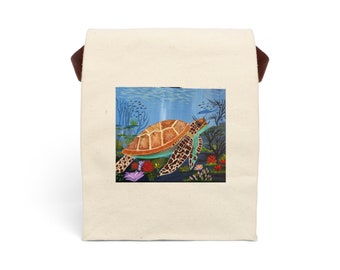 Canvas schildpad lunchtas met riem