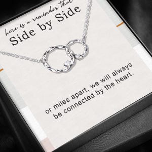 BFF Gift: Silver Interlocking Hearts Necklace - Long Distance Friendship