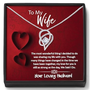 An meine wundervolle Frau Silber Liebe Halskette, personalisierte Karte und Geschenkbox